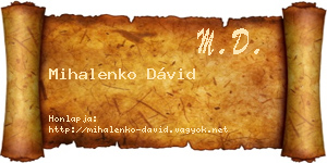 Mihalenko Dávid névjegykártya